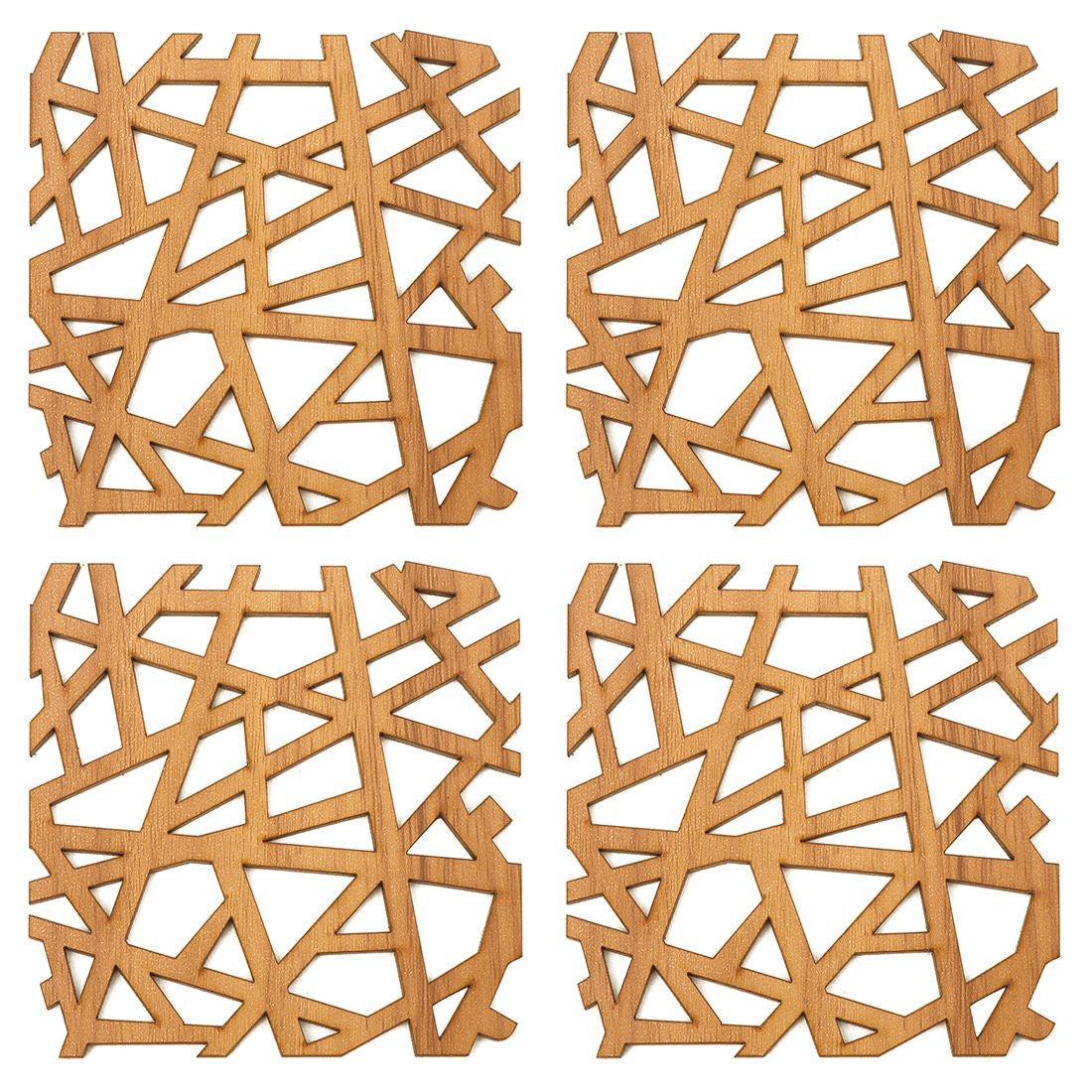 Wooden MDF Laser-Cut Coasters (Set of 4)