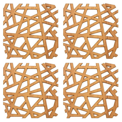 Wooden MDF Laser-Cut Coasters (Set of 4)