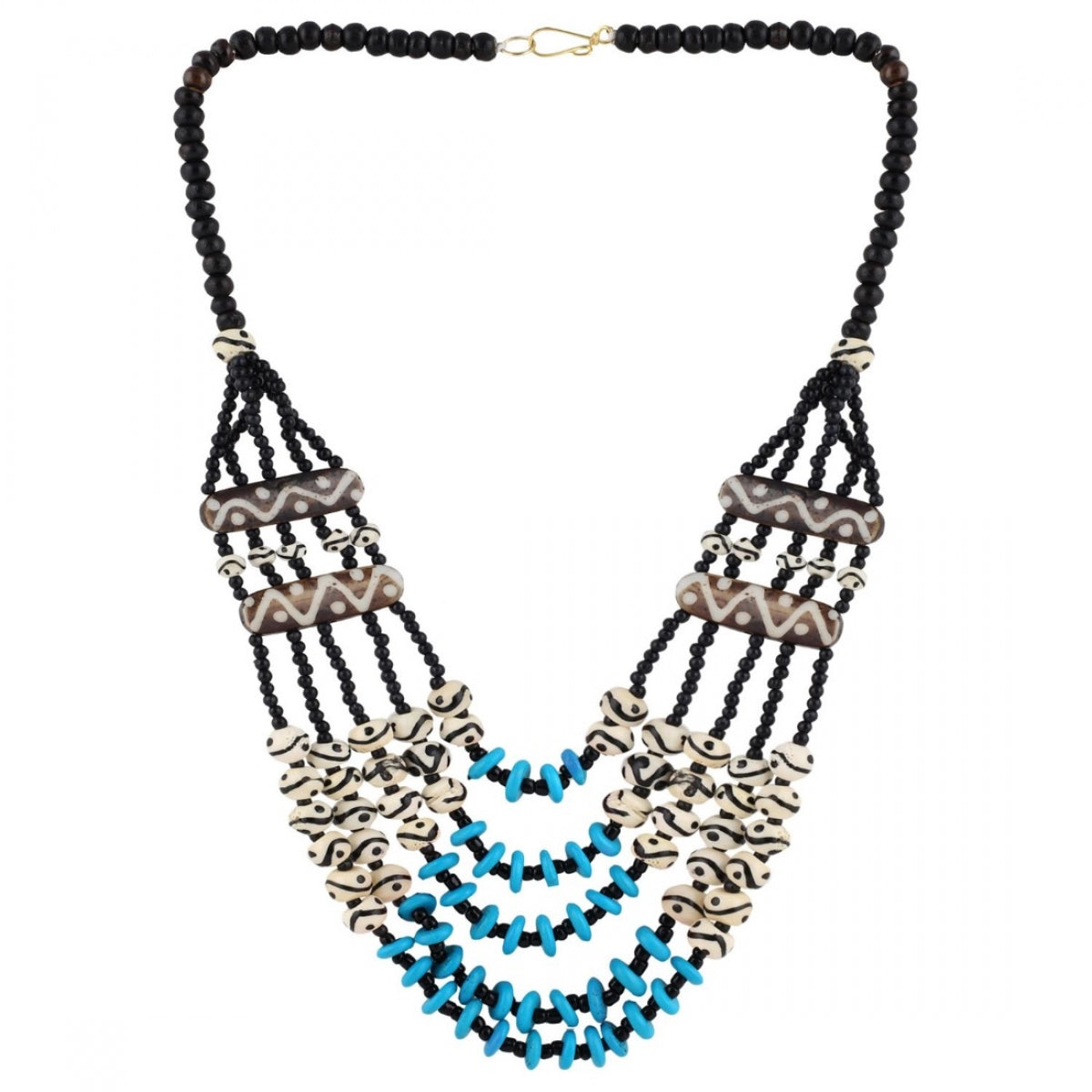 Exquisite Five Layer Designer Bone Beads Tibetan Style Necklace