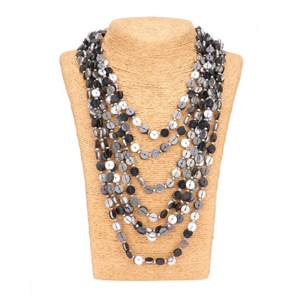 Stylish Silver Black Beads Necklace