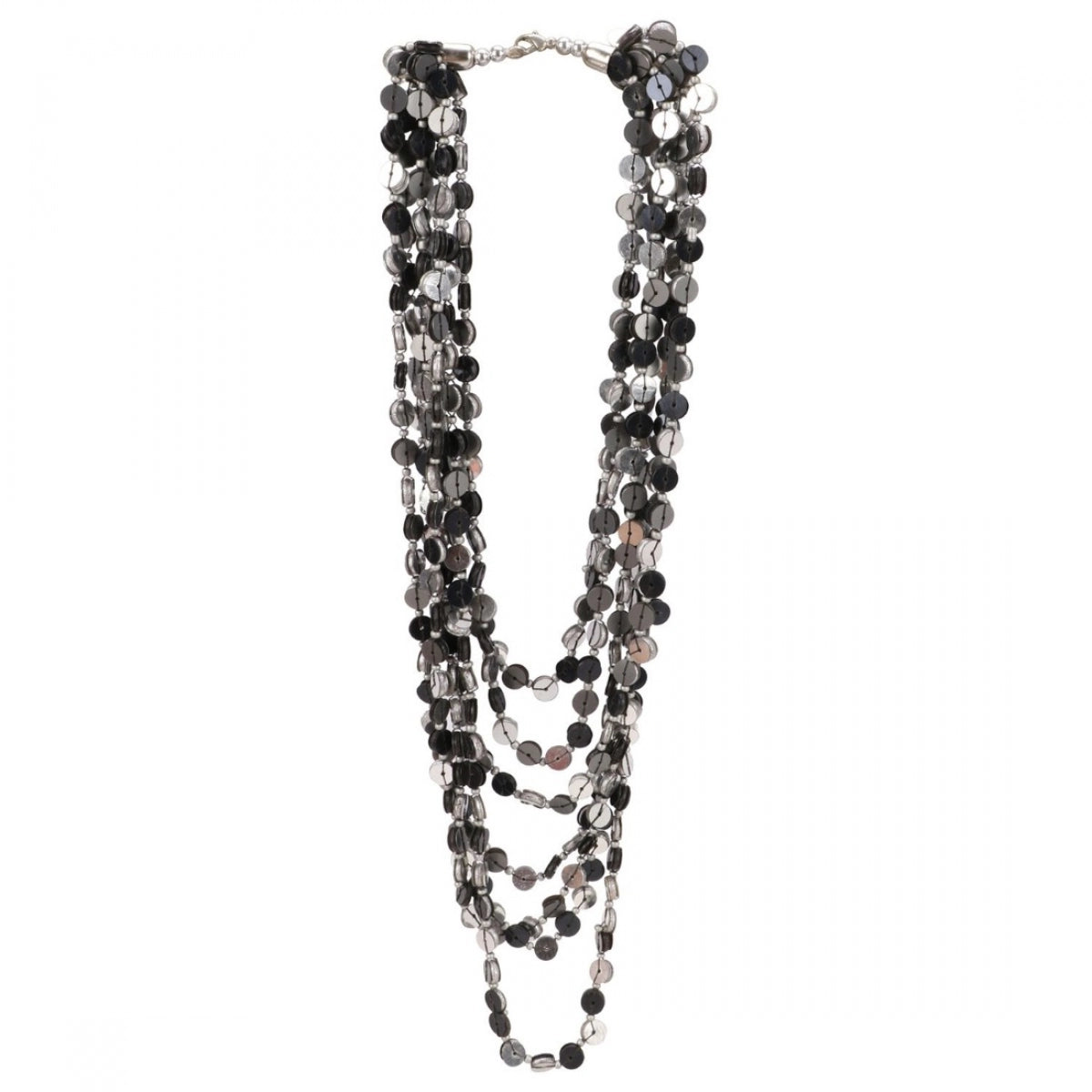 Stylish Silver Black Beads Necklace