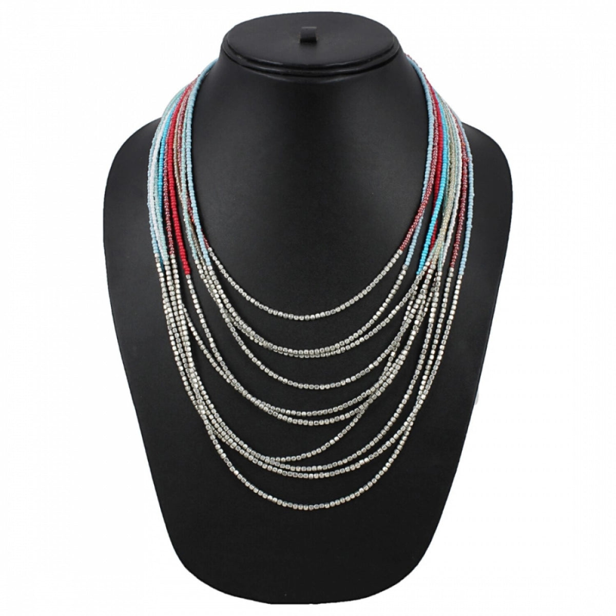 Elegant Multi-Layered Multi-Color Beads Necklace for Women