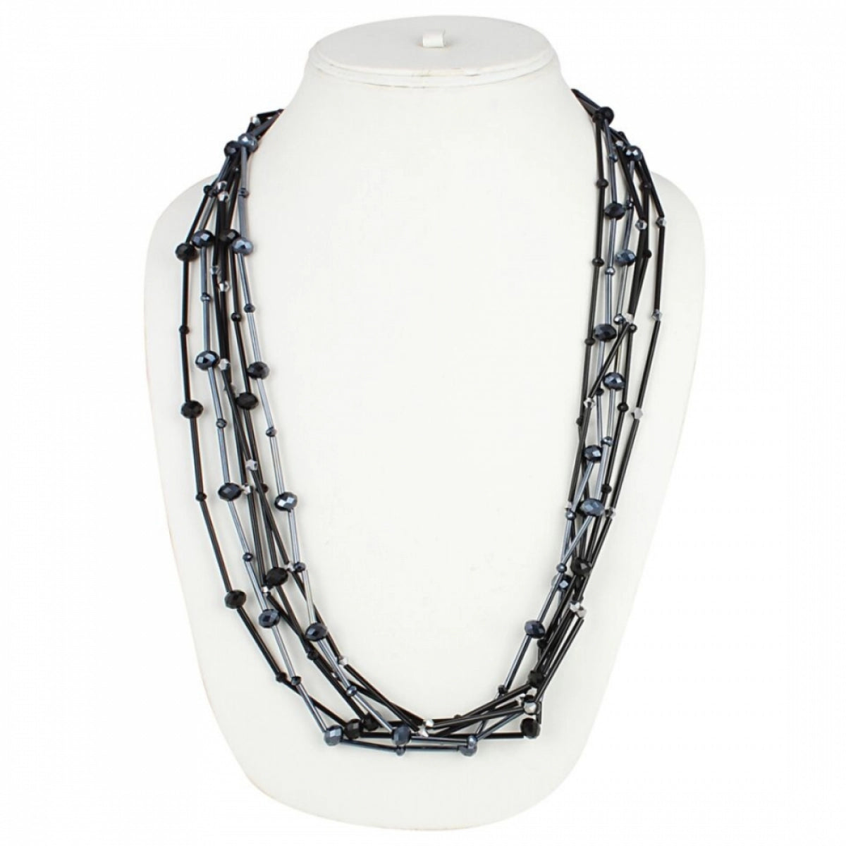 Luxurious Multi-Layer Black Crystal Beads Necklace for Women