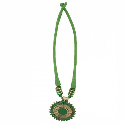 Women's Green Designer Tibetan Style Necklace Set