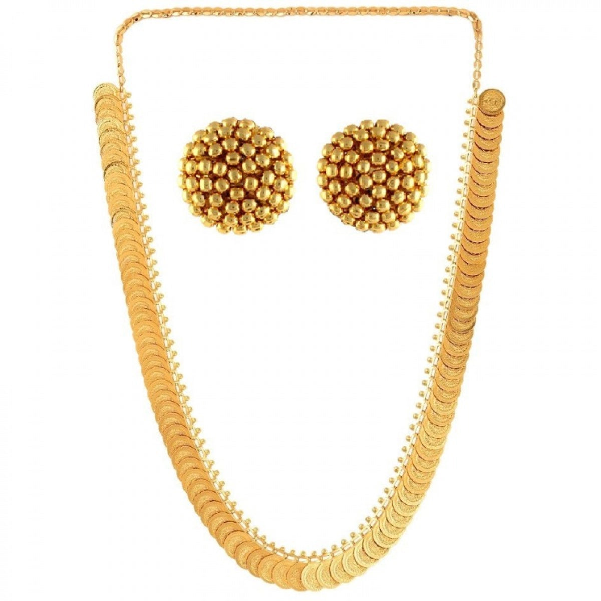 Golden Treasures: Women's Long Coin Chain and Earring Set