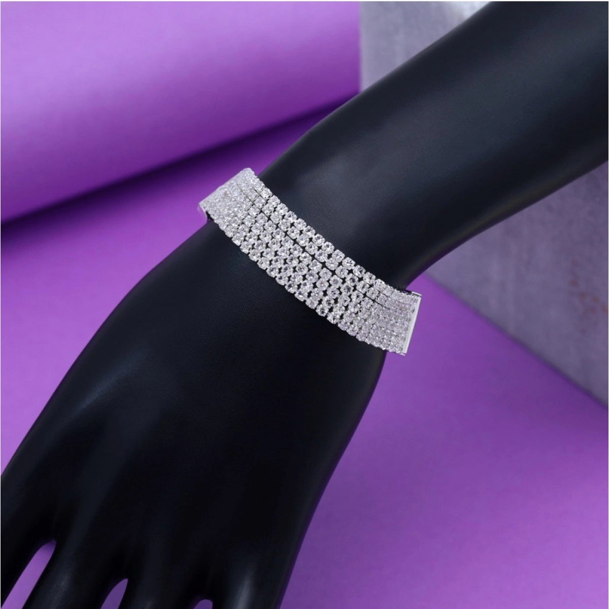 Radiant Silver Rhinestone Bracelet