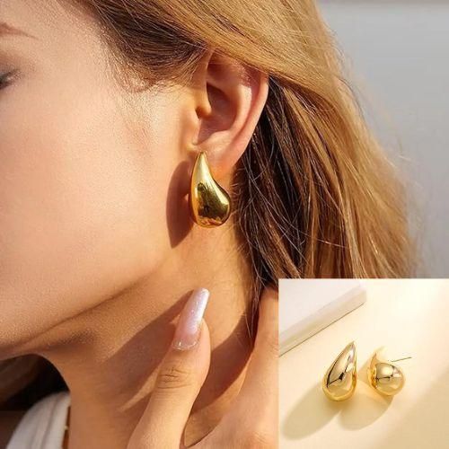 Illuminate Your Style: Bottega Inspired Celebrity Teardrop Gold Earrings