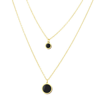 Radiant Elegance: Gold Round Charm Double Layered Necklace Set