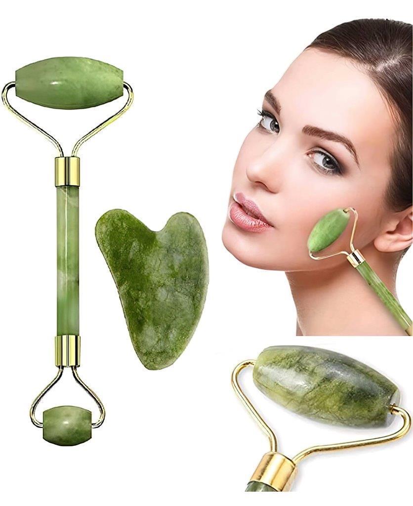 Smooth Facial Roller & Massager Natural Massage Jade Stone