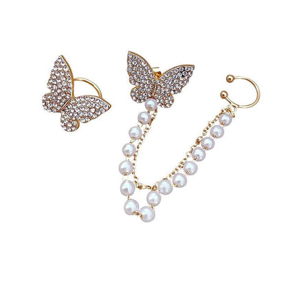 Diva Adorn's Butterfly Pearl Ear Clips